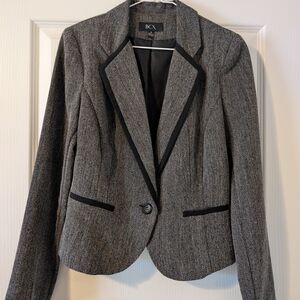 BCX Women's Gray Blazer with Black Accents